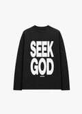 SEEK GOD BLACK WAFFLE OVERSIZED TEE