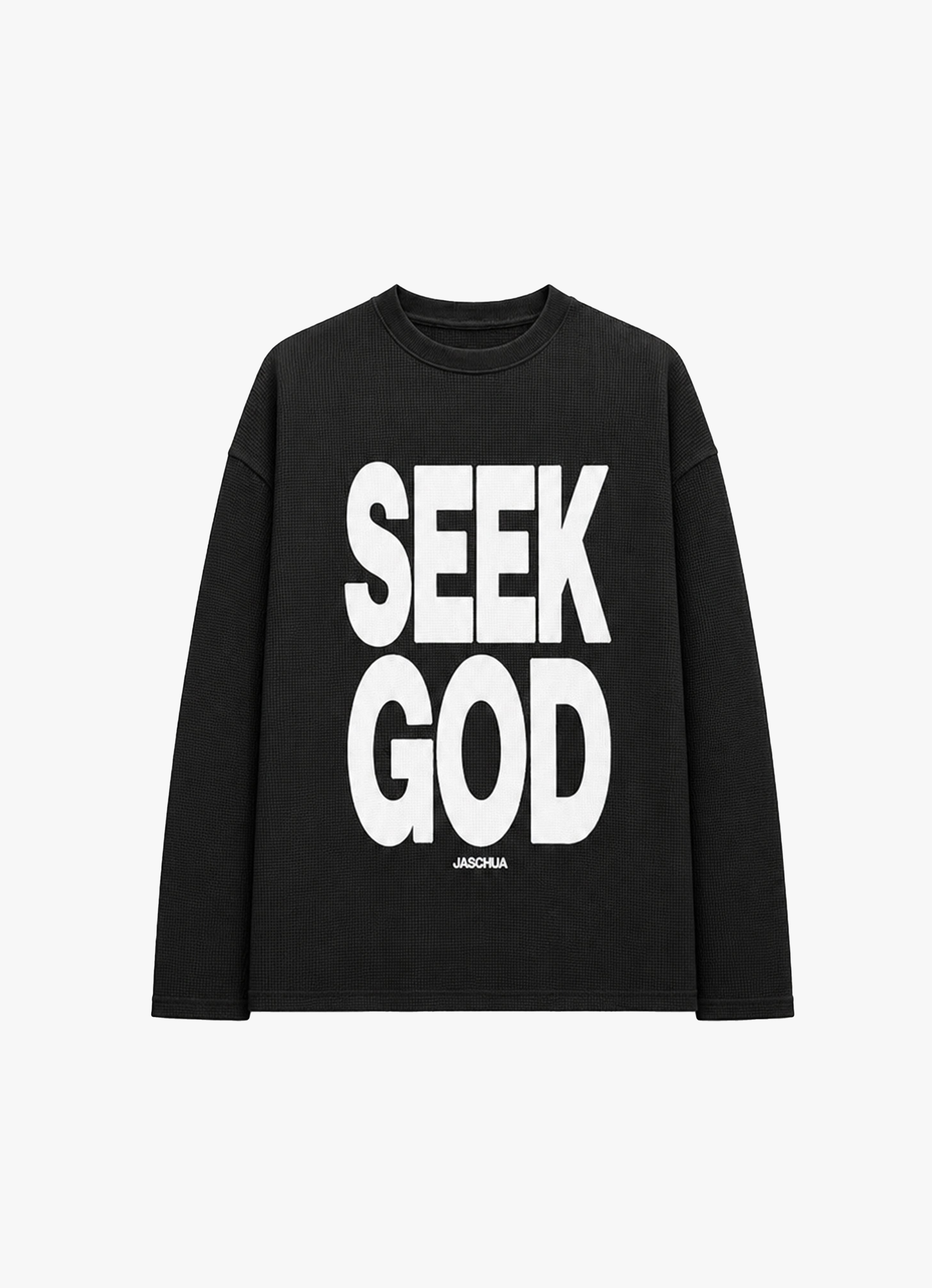 SEEK GOD BLACK WAFFLE OVERSIZED TEE