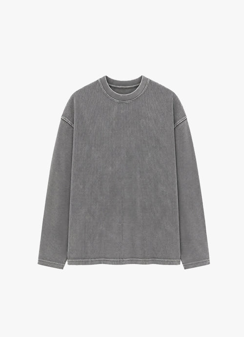 ACID WASH GRAY WAFFLE OVERSIZED TEE