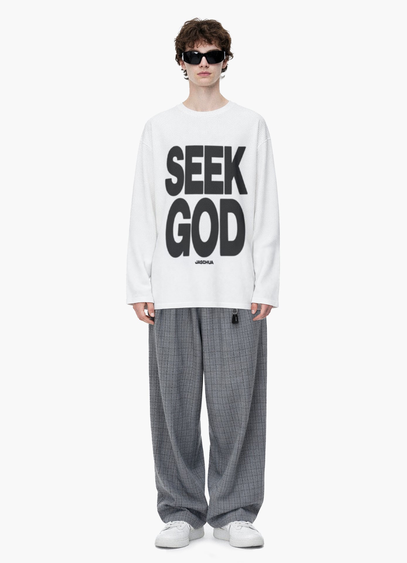 SEEK GOD OFF WHITE WAFFLE OVERSIZED TEE