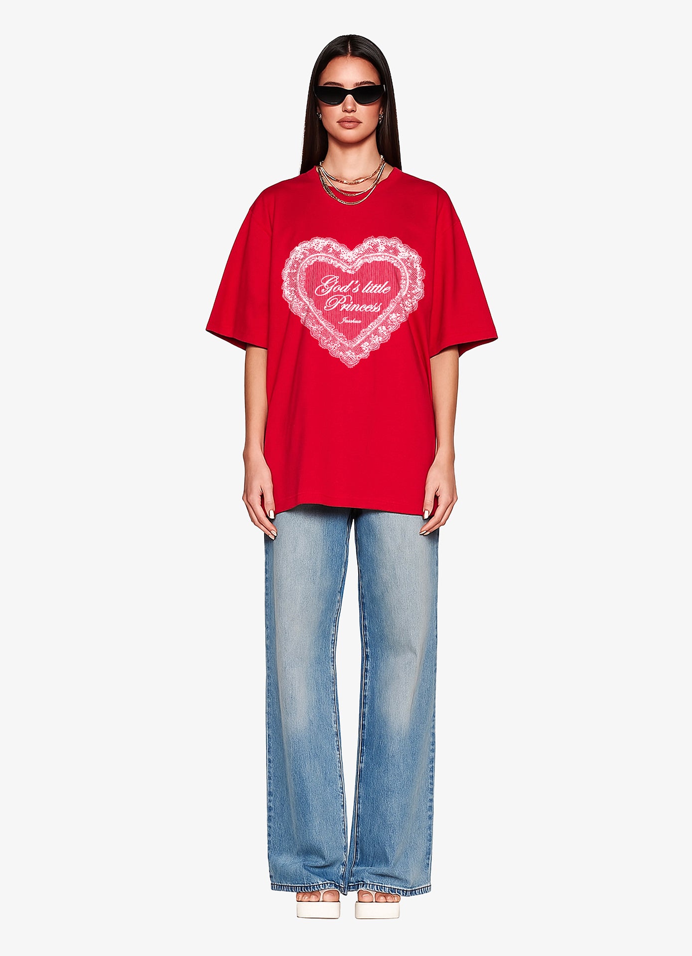 GOD'S LITTLE PRINCESS RED OVERSIZED TEE