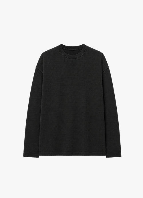 BLACK WAFFLE OVERSIZED TEE
