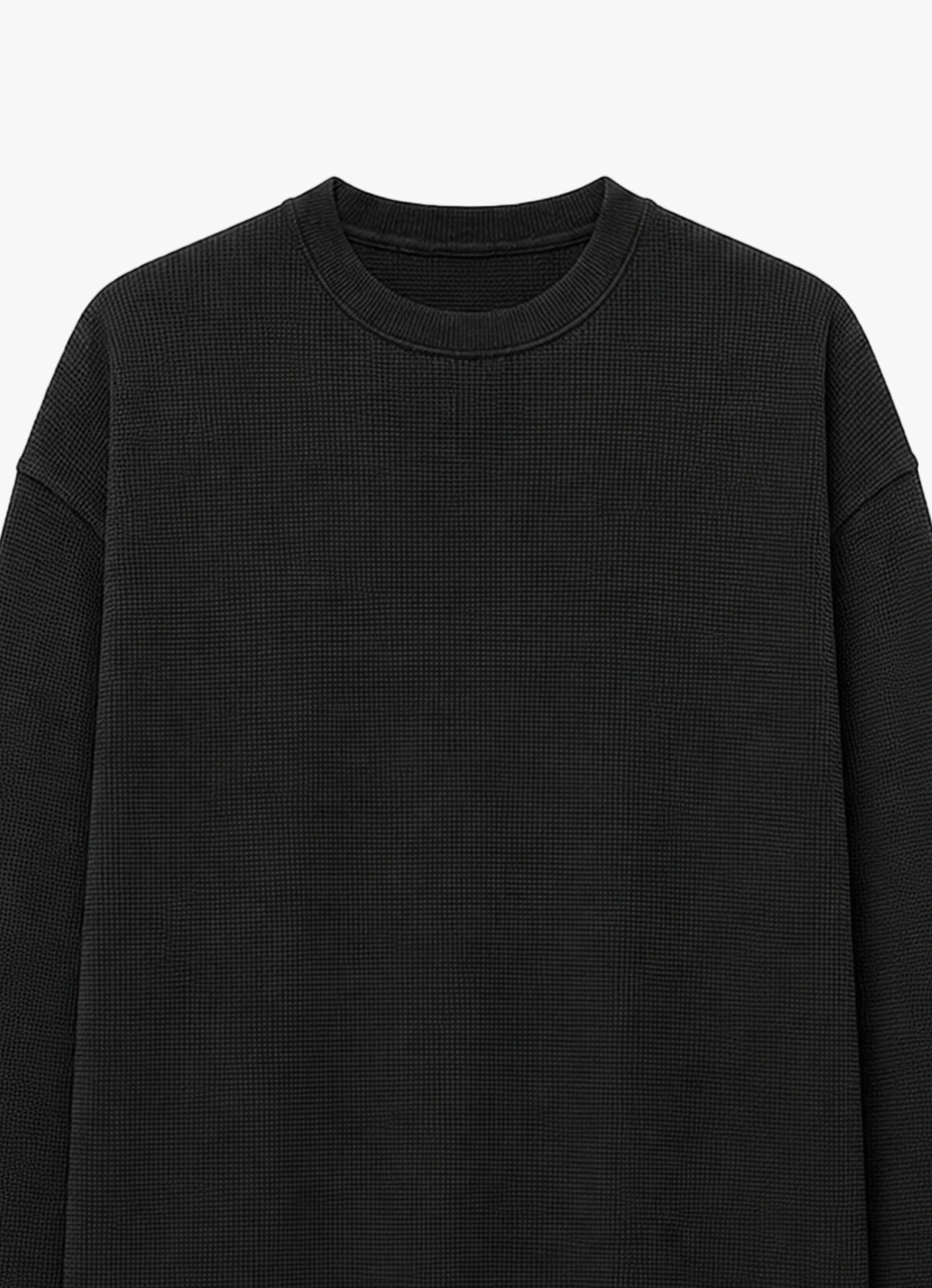 BLACK WAFFLE OVERSIZED TEE