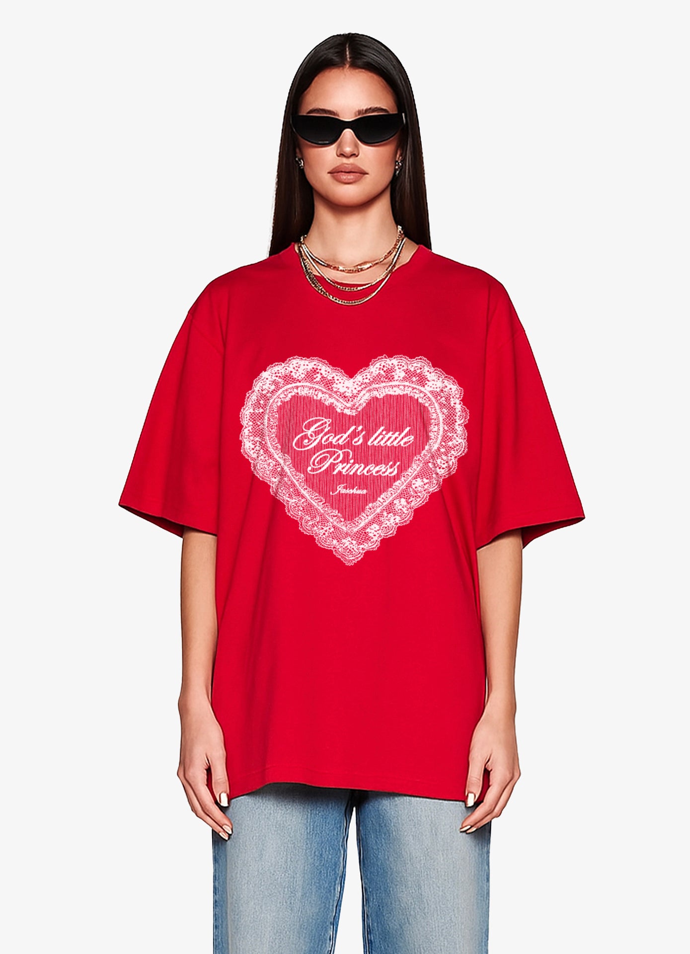 GOD'S LITTLE PRINCESS RED OVERSIZED TEE